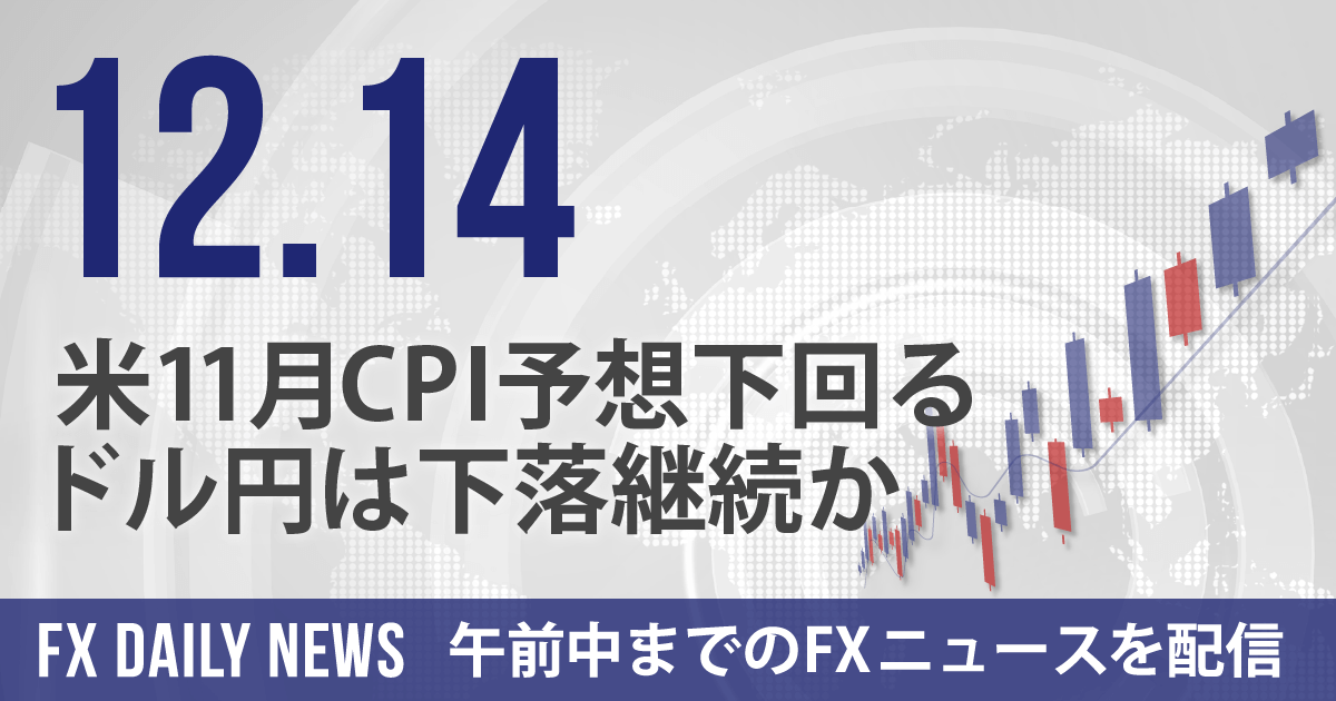 米11月CPI予想下回る、ドル円は下落継続か