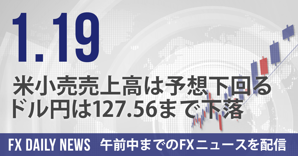米小売売上高は予想下回る、ドル円は127.56まで下落