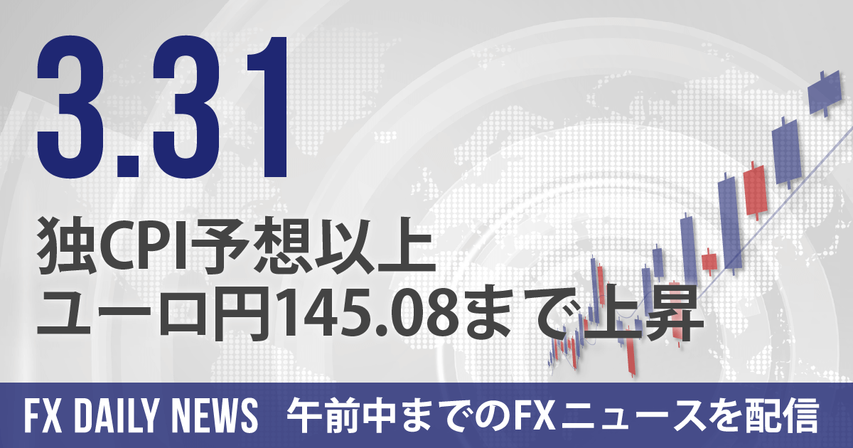 独CPI予想以上、ユーロ円145.08まで上昇
