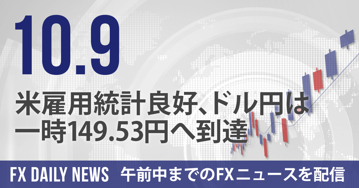 米雇用統計良好、ドル円は一時149.53円へ到達