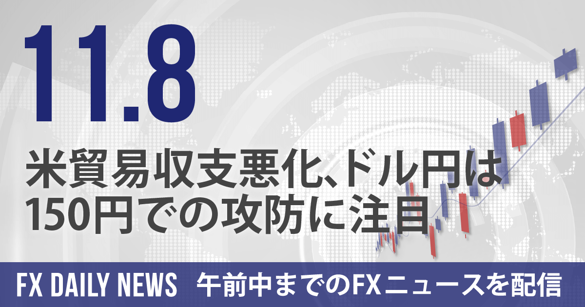 米貿易収支悪化、ドル円は150円での攻防に注目