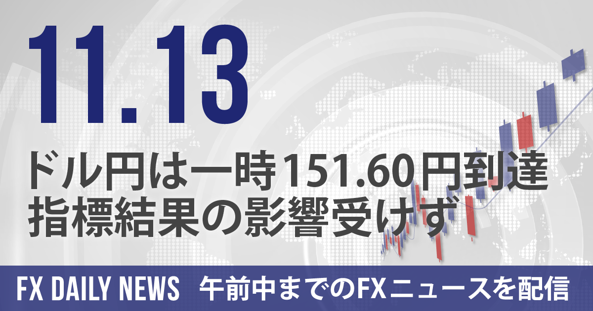 ドル円は一時151.60円到達、指標結果の影響受けず