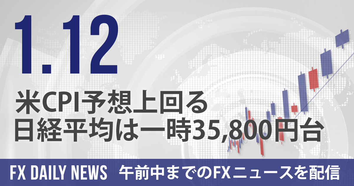 米CPI予想上回る、日経平均は一時35,800円台