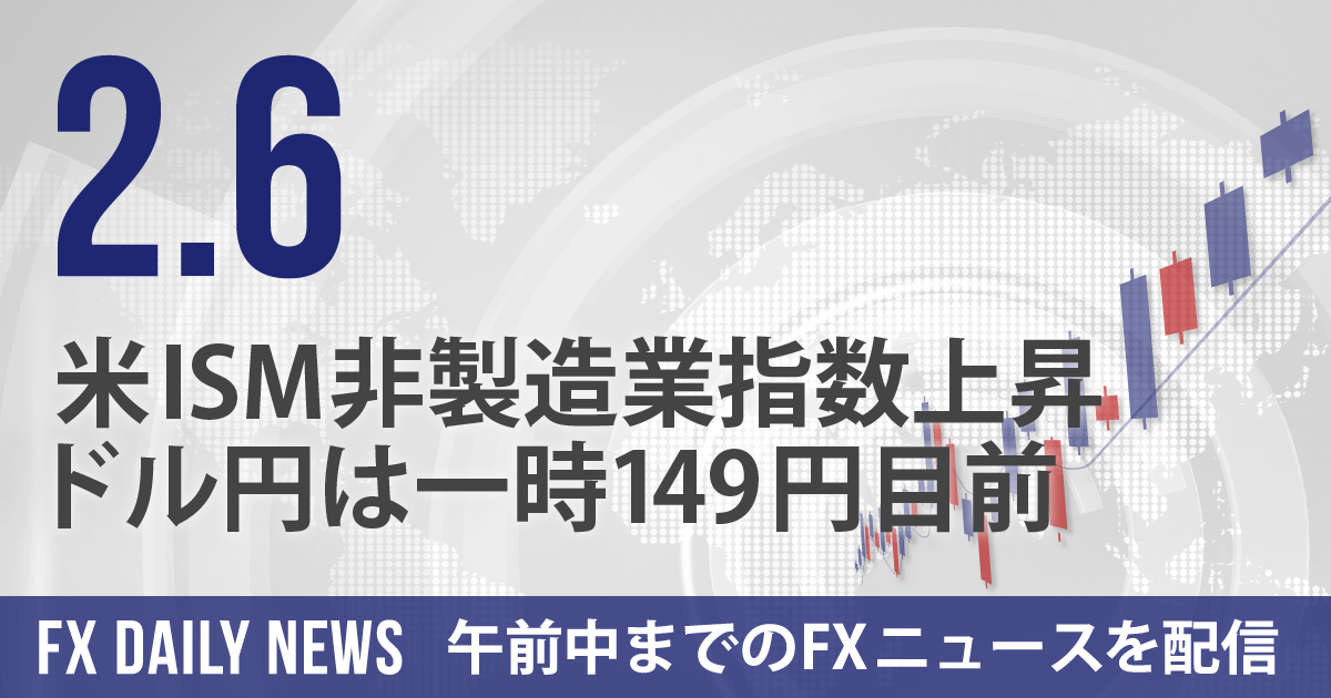 米ISM非製造業指数上昇、ドル円は一時149円目前