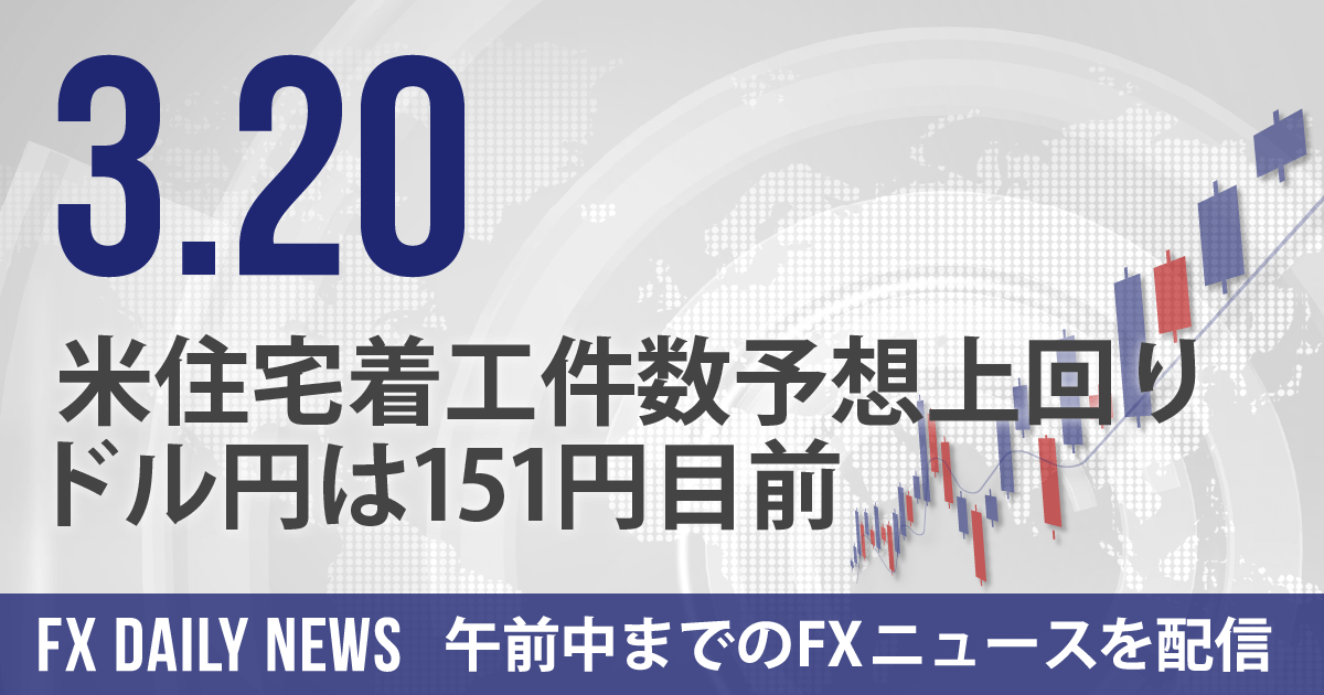 米住宅着工件数予想上回り、ドル円は151円目前