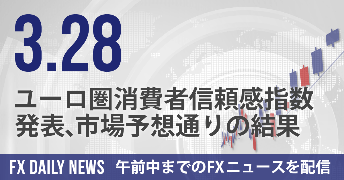 ユーロ圏消費者信頼感指数発表、市場予想通りの結果