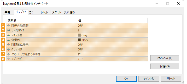 パラメータ設定