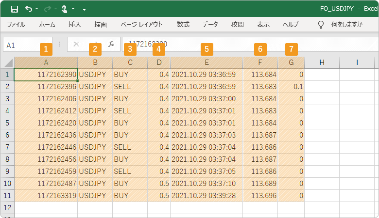 Excelファイルで出力