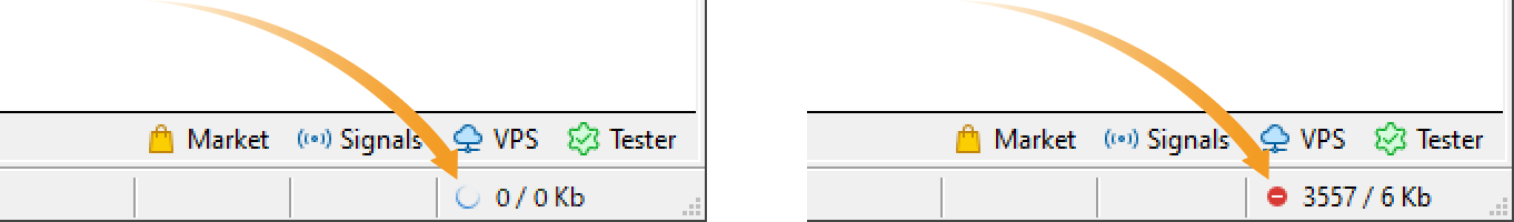 When the icon is red or gray