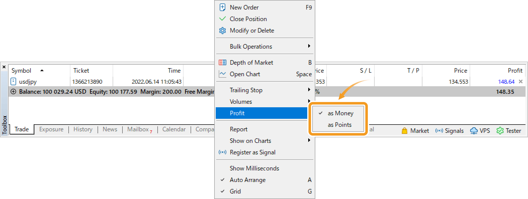 In the context menu, hover the pointer over Proose a unit