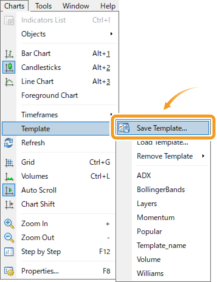 Open the template menu from the menu