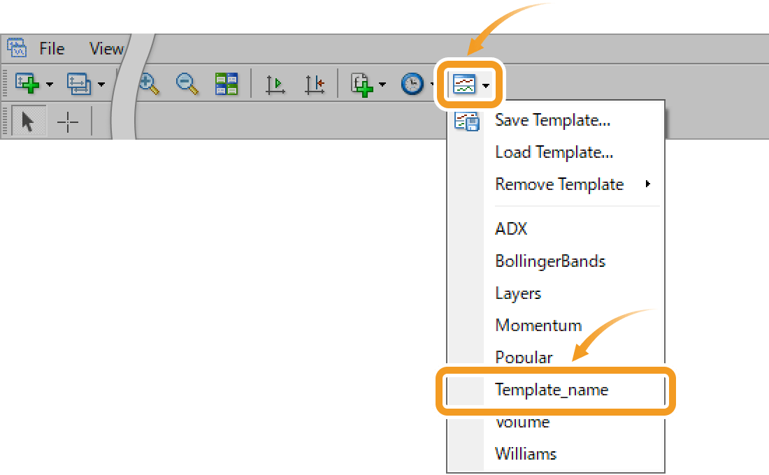 Apply a template from the toolbar