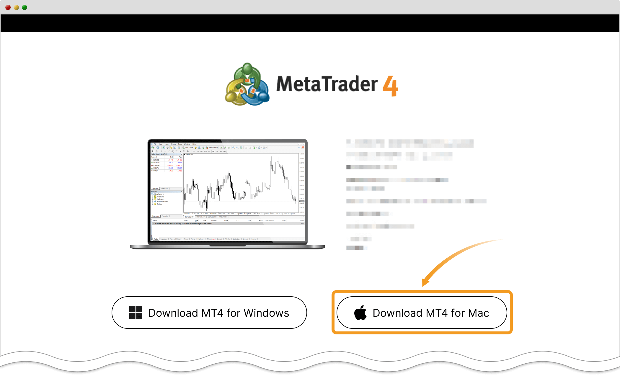 Click the download link for MT4 for macOS