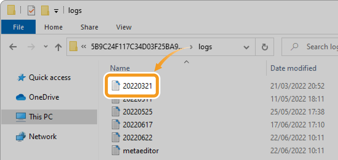 Double-click on the file to check from the list of the logs saved by day