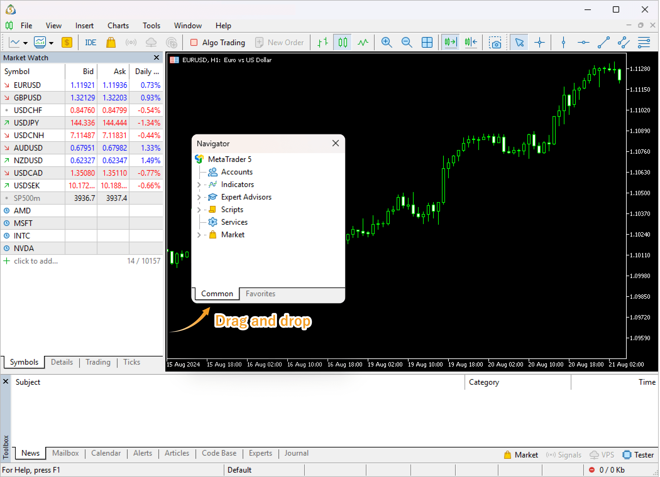 Drag a window to your preferred position