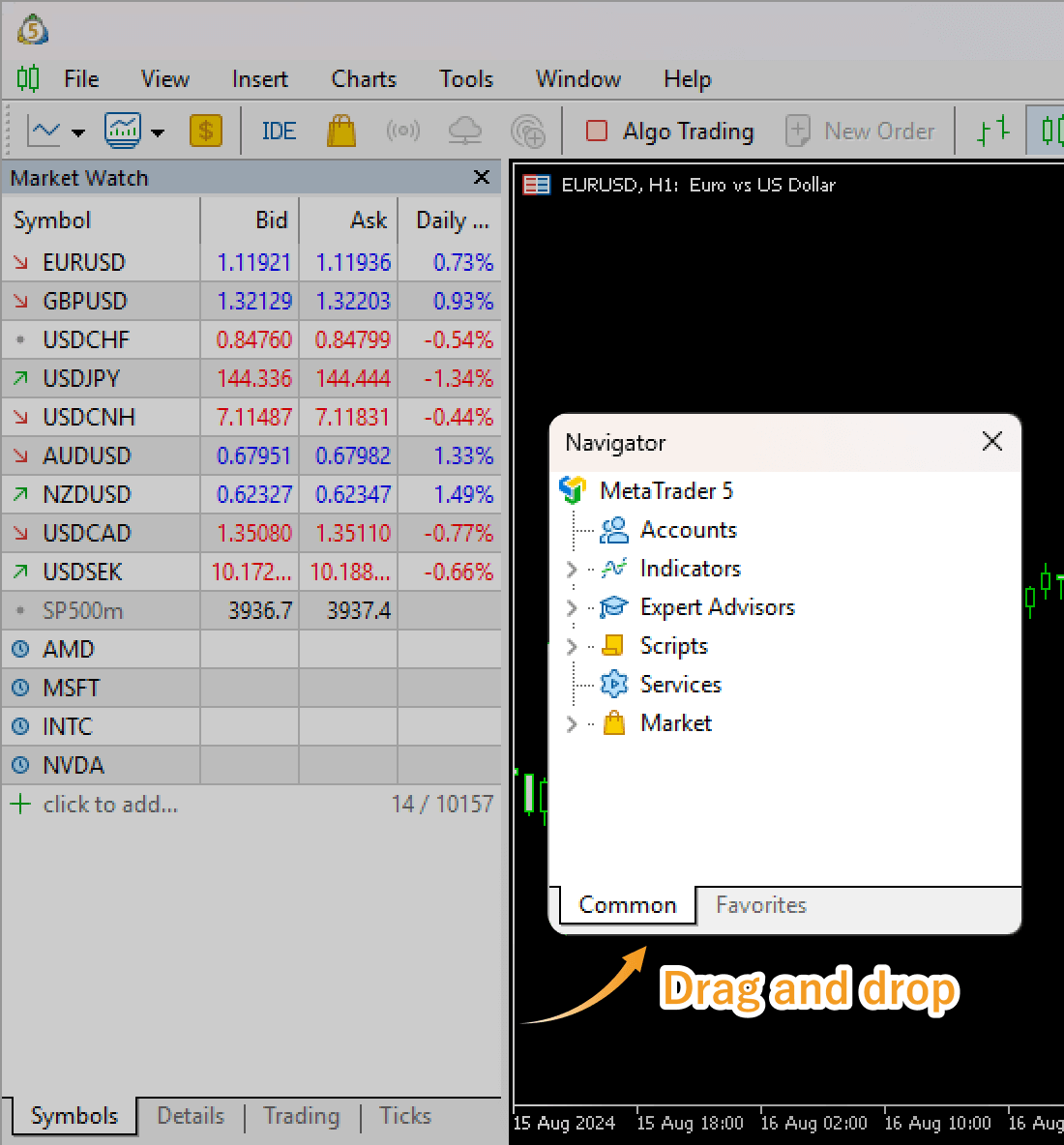 Drag a window to your preferred position
