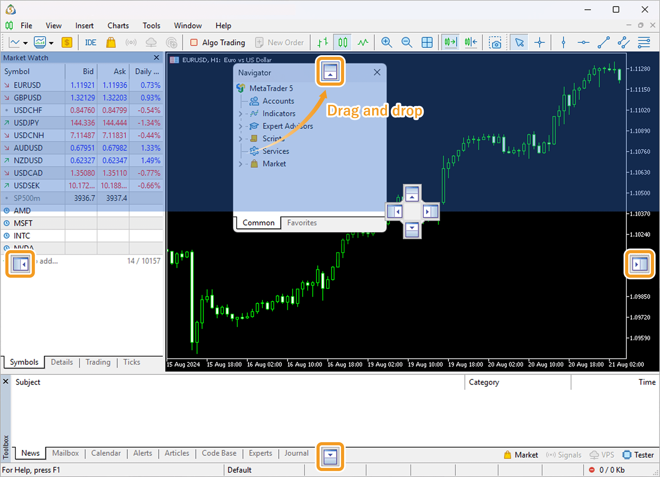 Drag to a docking icon