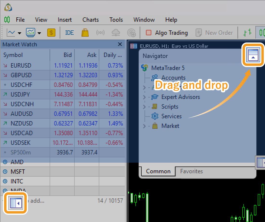 Drag to a docking icon