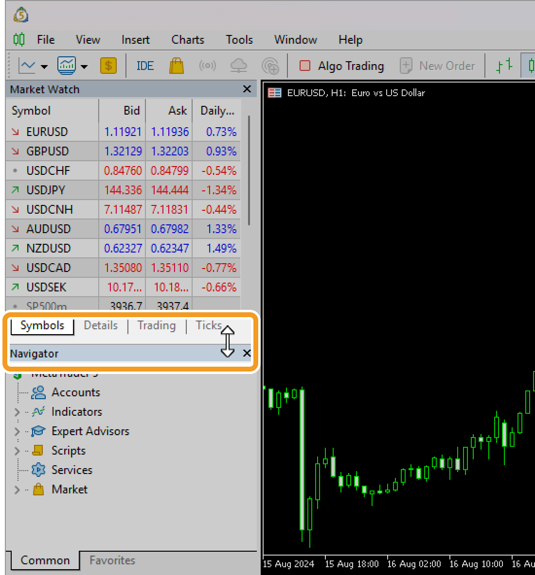 Drag a border to your preferred position