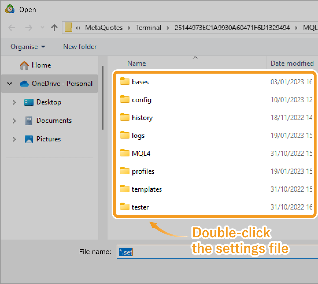 Double-click the settings file to import