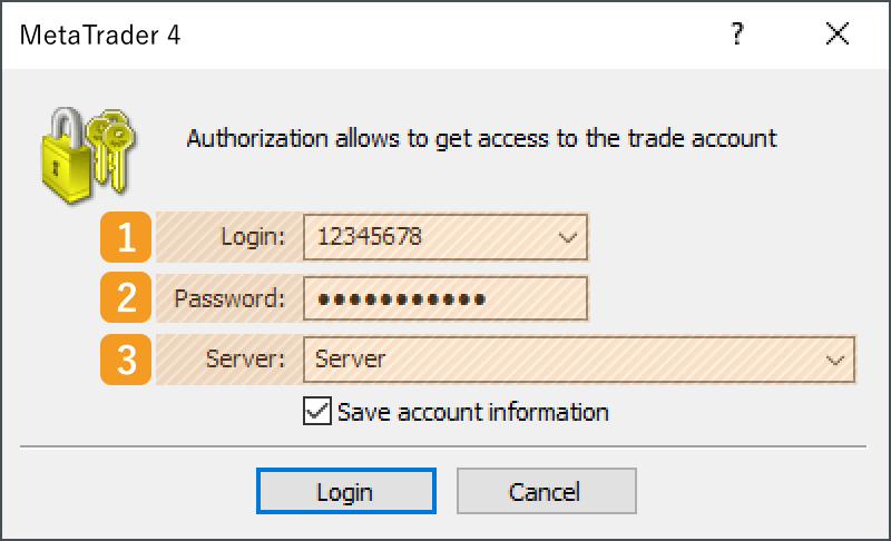 After entering your MT4 account details (Login, Password, and Server), click Login