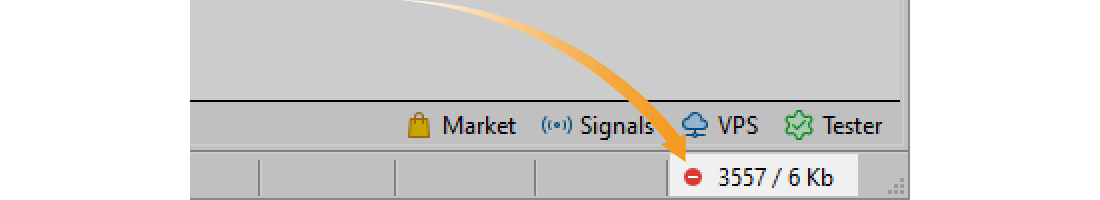 Red bars indicating no server connection