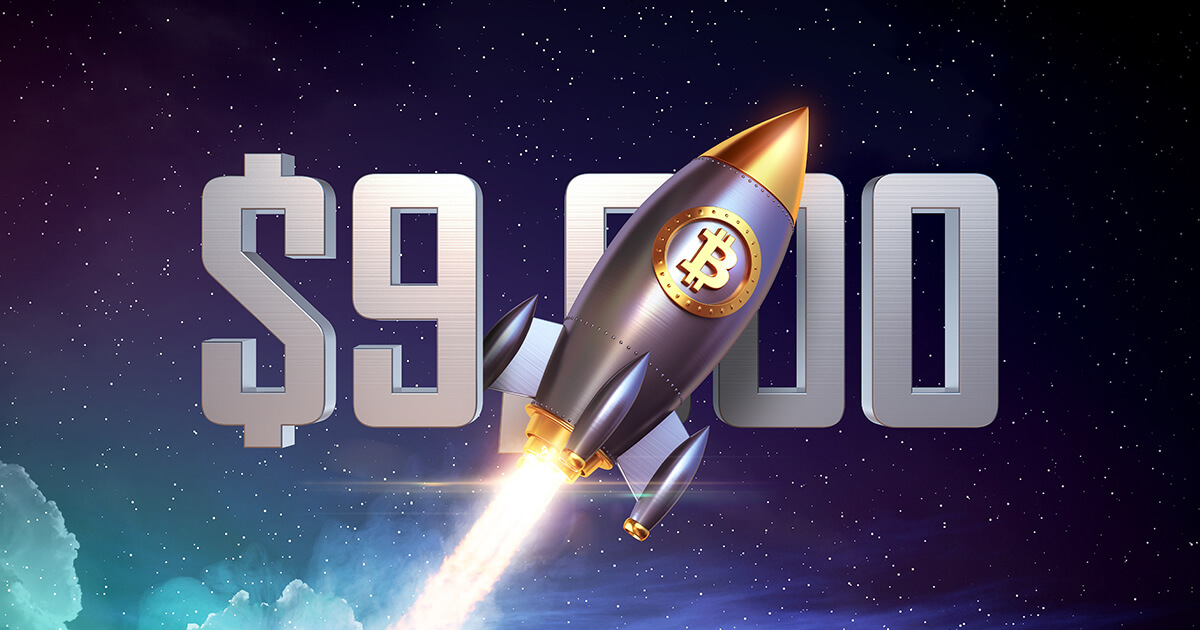 ビットコイン、9,000ドル台を突破
