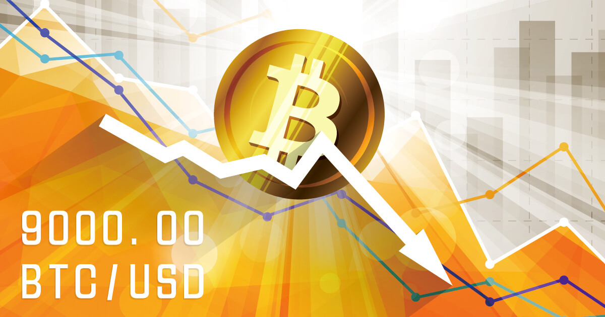 ビットコイン急落、9,000ドルを下回る