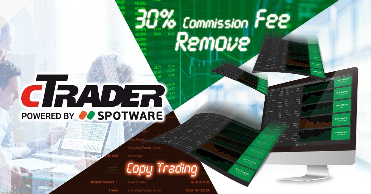 Spotware、cTrader Copyの取引手数料を無料化