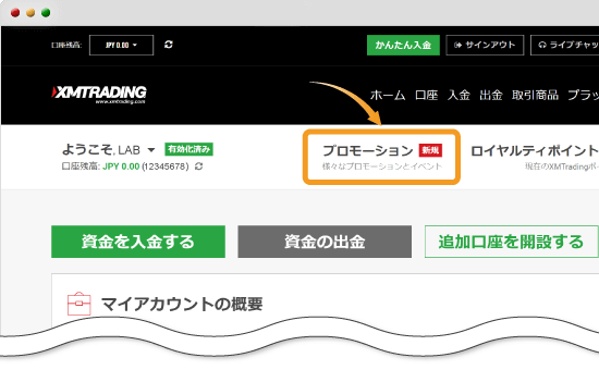 会員ページのプロモーション