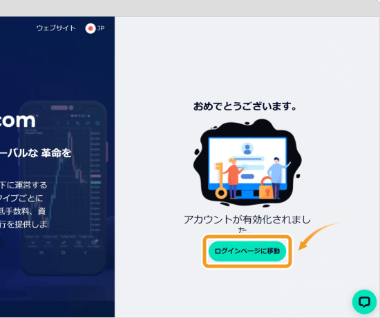FXGTアカウント有効化画面