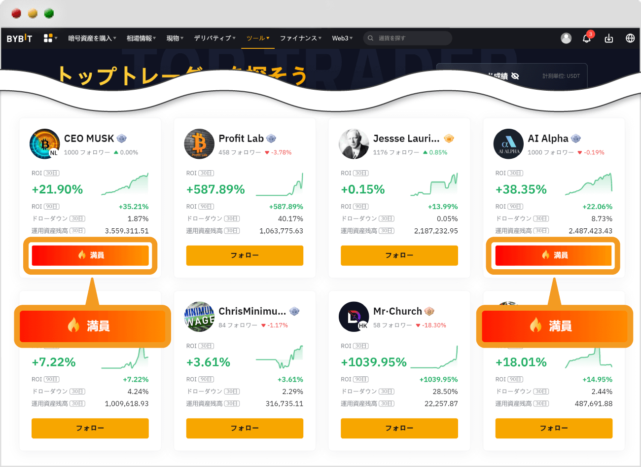 Bybitマスタートレーダー満員
