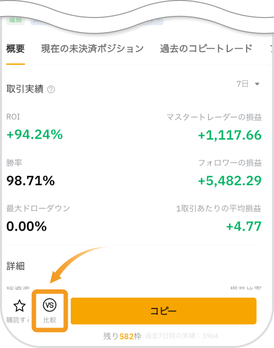 Bybitアプリのマスタートレーダー画面
