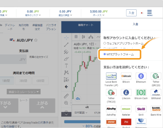 MT5への入金処理