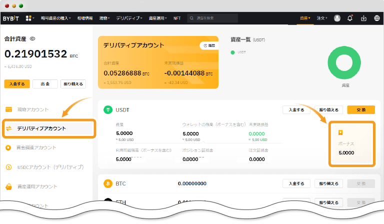 Bybitボーナス表示