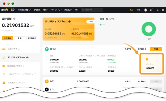 Bybitボーナス反映