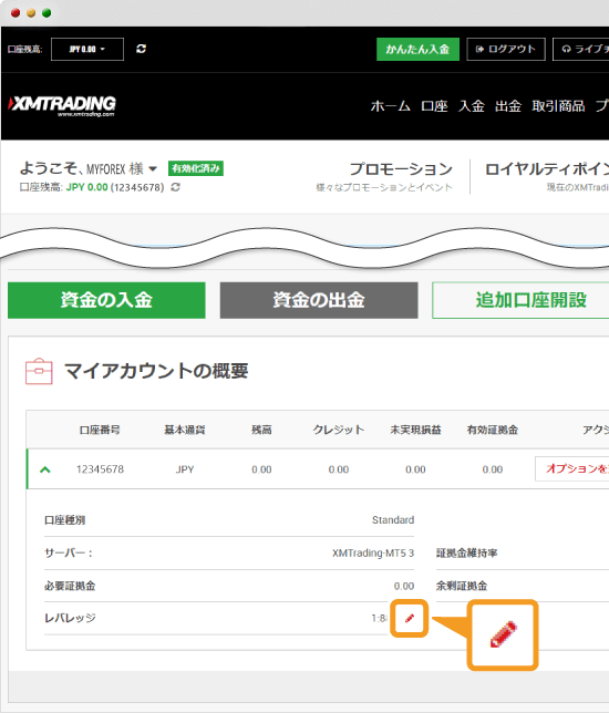 レバレッジ変更申請手順