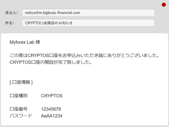 BigBoss・CRYPTOS口座情報の確認