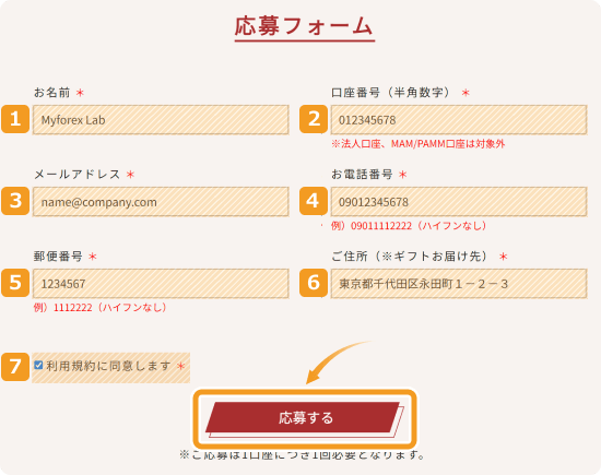 MYFXMarkets応募フォーム