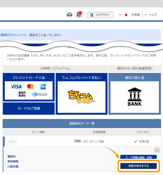 カードの承認手続き