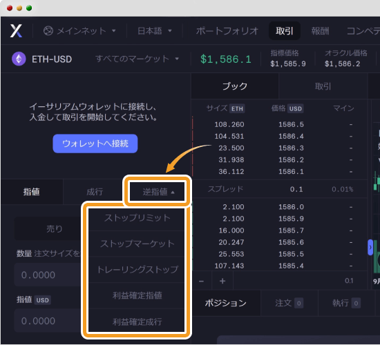 dYdXの注文方法切り替え