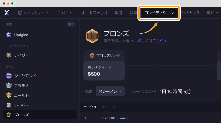 dYdXのコンペティシンタブ