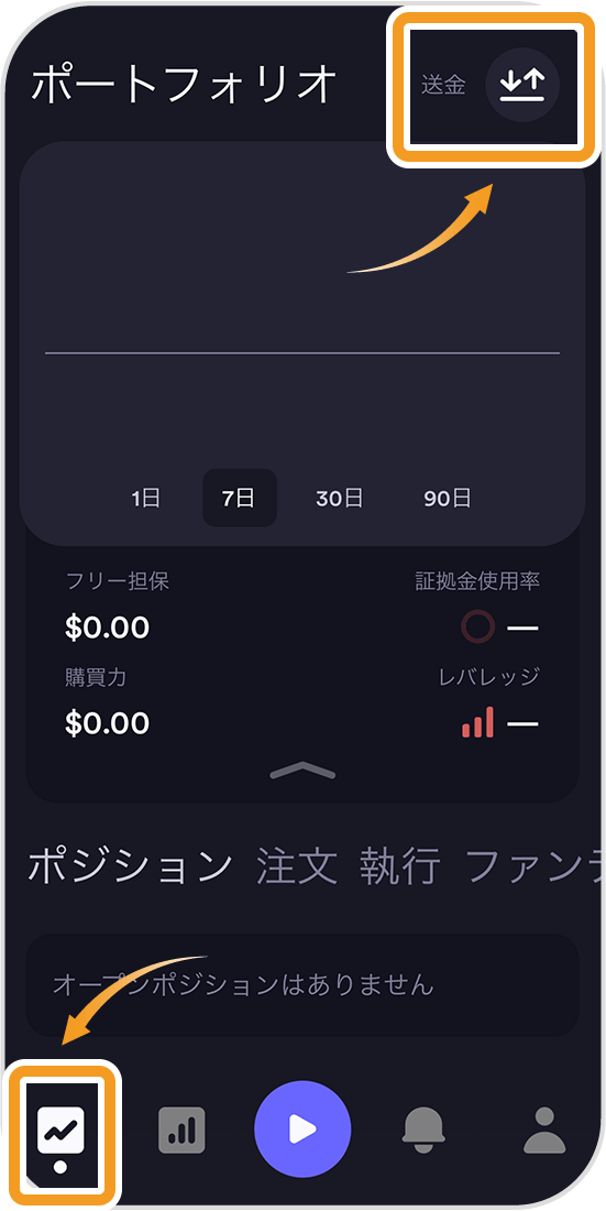 dYdXスマホアプリのポートフォリオ画面