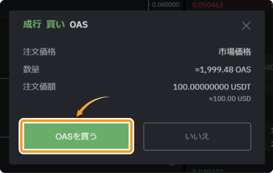 Bybitの成り行き注文画面