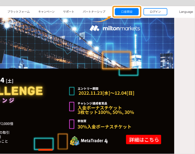 Milton Marketsのトップページ
