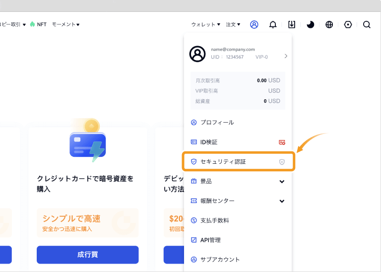 Gate.ioセキュリティ認証アクセス画面