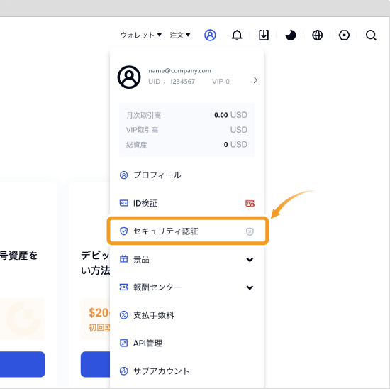 Gate.ioセキュリティ認証アクセス画面