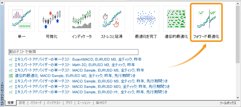 フォワードテスト選択