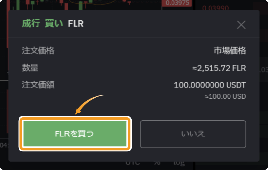 Bybitの成り行き注文画面