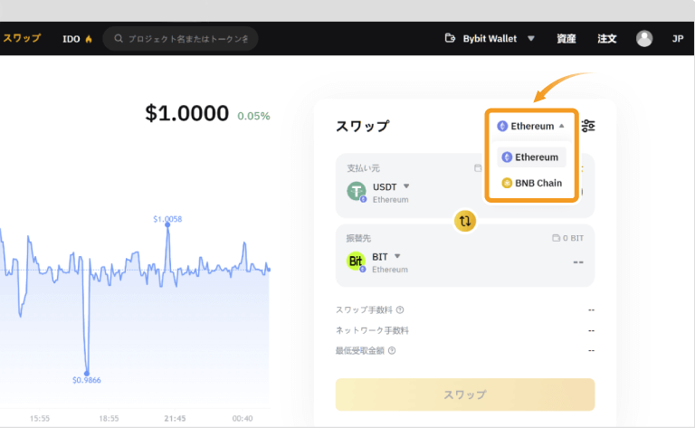 Bybit Web3のスワップの設定